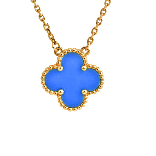 [Mystic Crown]CLOVER 15MM BLUE AGATE NECKLACE