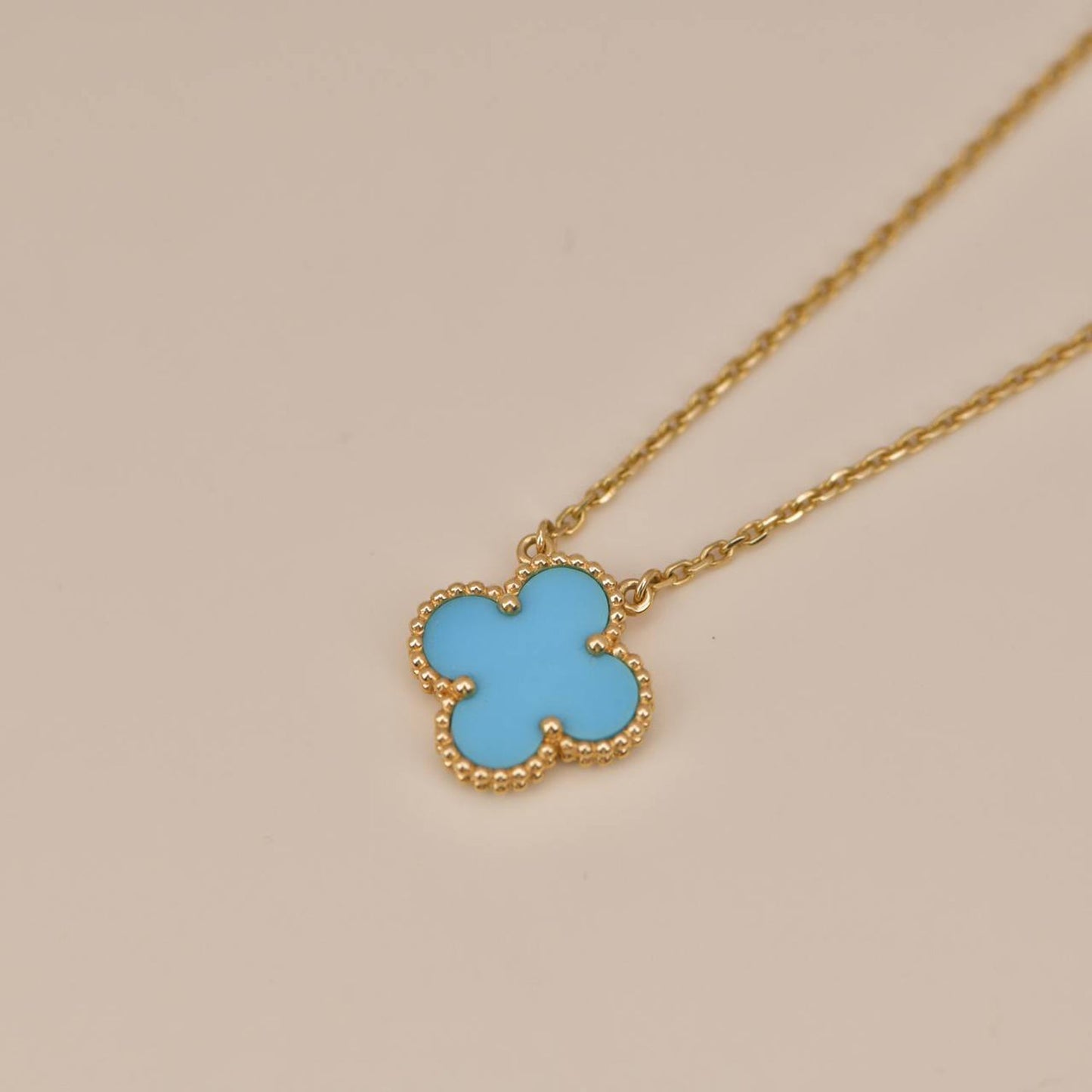 [Mystic Crown]CLOVER 15MM VINTAGE TURQUOISE NECKLACE