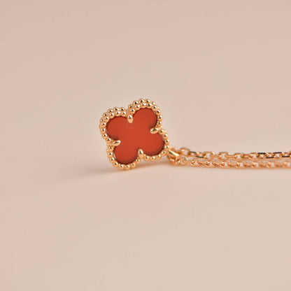 [Mystic Crown]CLOVER MINI 9.5MM WHITE CARNELIANS NECKLACE