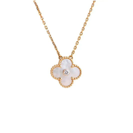 [Mystic Crown]CLOVER 15MM DIAMOND WHITE FRITILLARIA NECKLACE