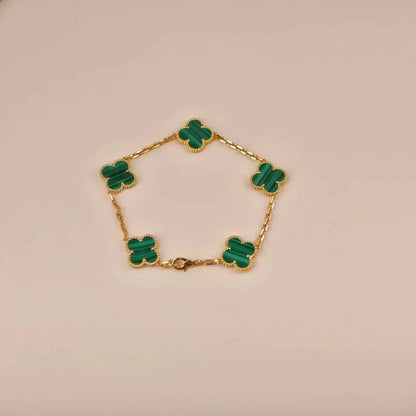 [Mystic Crown]CLOVER 5 MOTIFS MALACHITE BRACELET