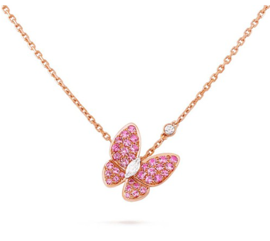 [Mystic Crown]BUTTERFLY RED DIAMOND ROSE GOLD NECKLACE