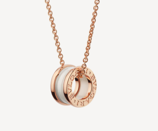 [Mystic Crown]ZERO 1 WHITE CERAMIC PINK GOLD NECKLACE