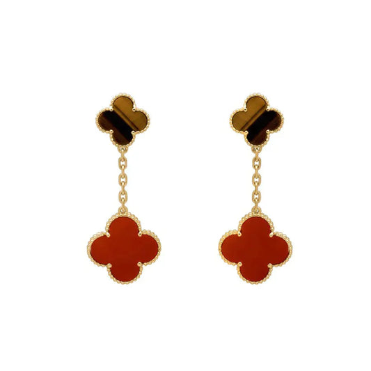 [Mystic Crown]CLOVER  2 MOTIF  TIGER EYE CARNELIAN EARRINGS