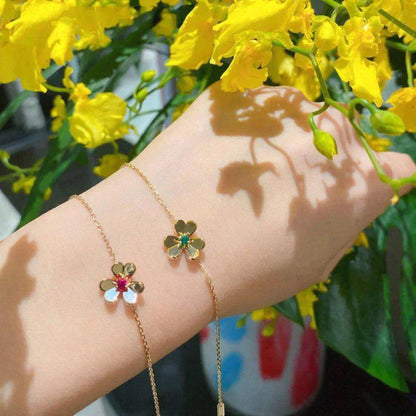 [Mystic Crown]FRIVOLE GOLD FLOWER PINK MALACHITE BRACELET