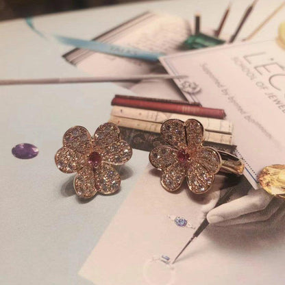 [Mystic Crown]FRIVOLE PINK GOLD FLOWER DIAMOND EARRINGS