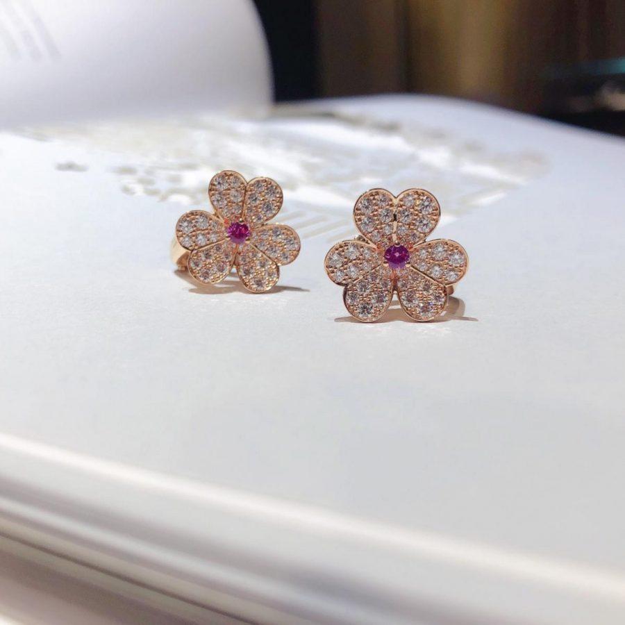 [Mystic Crown]FRIVOLE PINK GOLD FLOWER DIAMOND EARRINGS