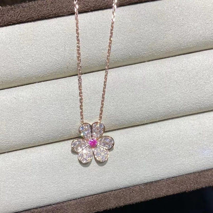 [Mystic Crown]FRIVOLE ROSE GOLD FLOWER DIAMOND NECKLACE