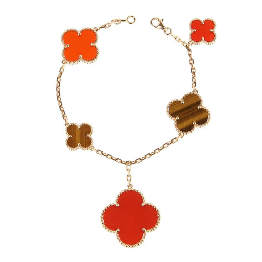 [Mystic Crown]CLOVER BRACELET 5 MOTIFS CARNELIAN TIGER EYE