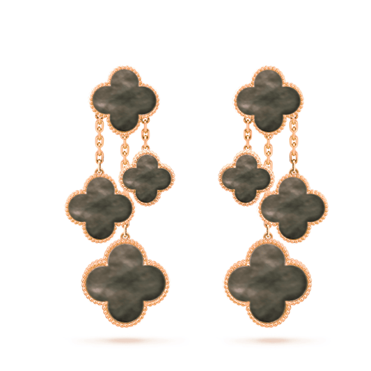 [Mystic Crown]CLOVER EARRINGS DARK MOP 4 MOTIFS ROSE GOLD