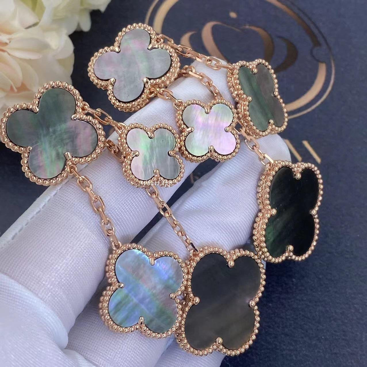 [Mystic Crown]CLOVER EARRINGS DARK MOP 4 MOTIFS ROSE GOLD