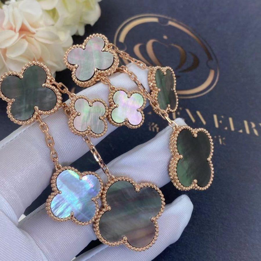 [Mystic Crown]CLOVER EARRINGS DARK MOP 4 MOTIFS ROSE GOLD