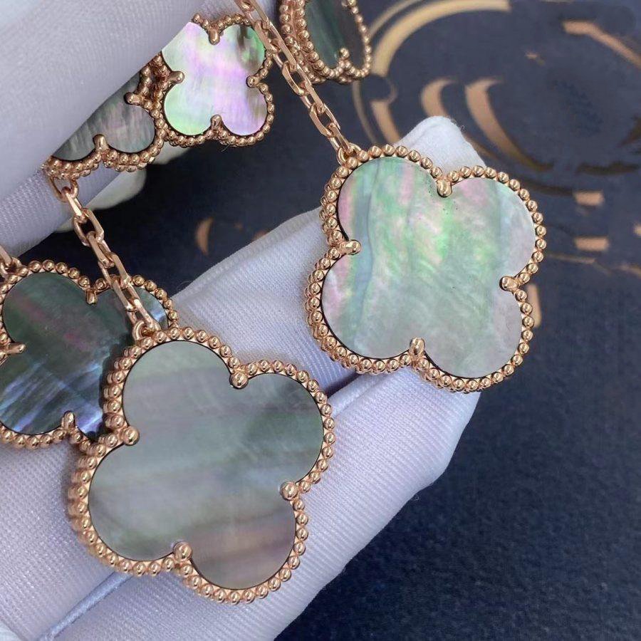 [Mystic Crown]CLOVER EARRINGS DARK MOP 4 MOTIFS ROSE GOLD