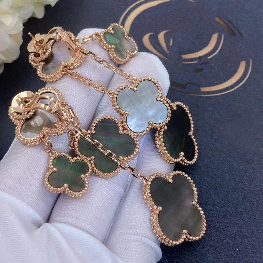 [Mystic Crown]CLOVER EARRINGS DARK MOP 4 MOTIFS ROSE GOLD