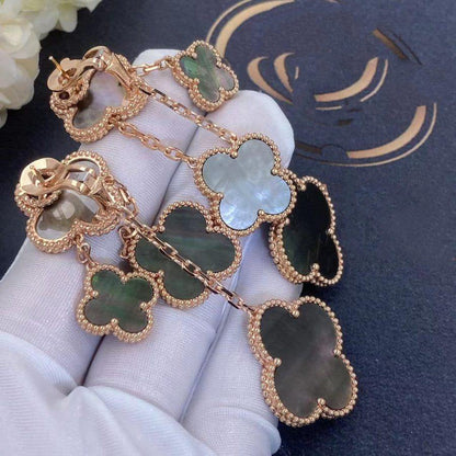 [Mystic Crown]CLOVER EARRINGS DARK MOP 4 MOTIFS ROSE GOLD