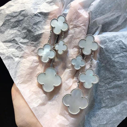 [Mystic Crown]CLOVER EARRINGS WHITE MOP 4 MOTIFS SILVER