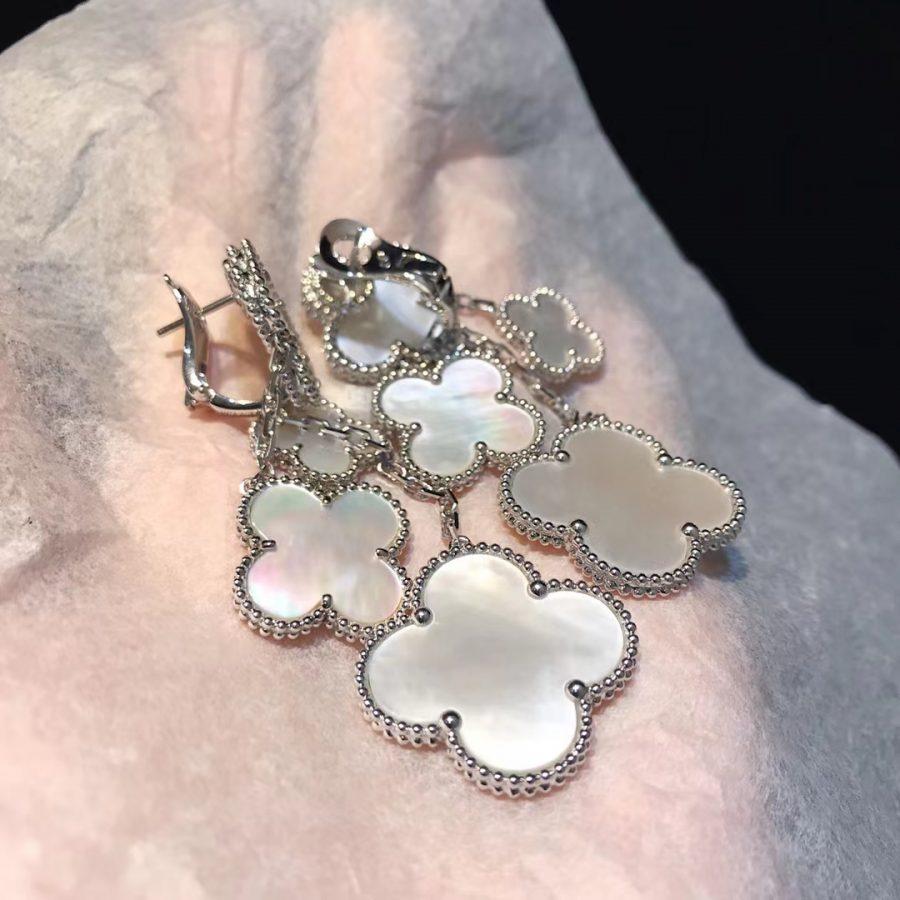 [Mystic Crown]CLOVER EARRINGS WHITE MOP 4 MOTIFS SILVER
