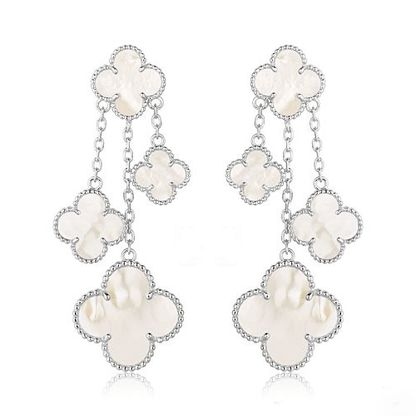 [Mystic Crown]CLOVER EARRINGS WHITE MOP 4 MOTIFS SILVER