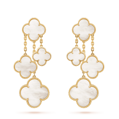 [Mystic Crown]CLOVER EARRINGS WHITE MOP 4 MOTIFS GOLD