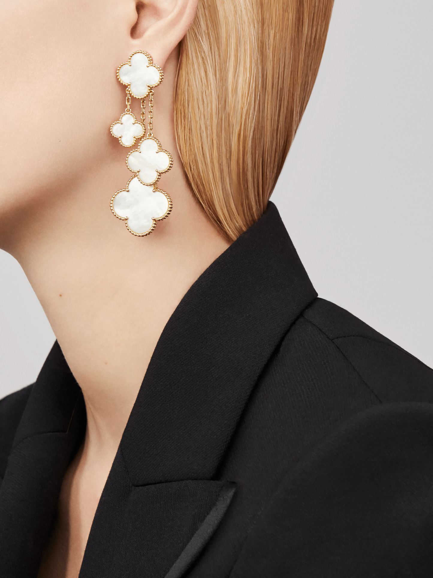 [Mystic Crown]CLOVER EARRINGS WHITE MOP 4 MOTIFS GOLD