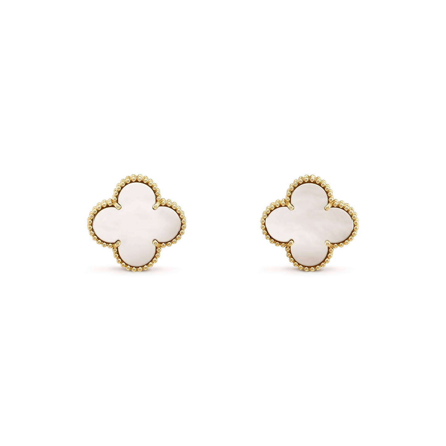 [Mystic Crown]CLOVER MEDIUM 1 MOTIFS  WHITE MOP STUD EARRINGS