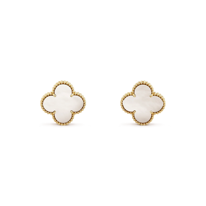 [Mystic Crown]CLOVER MEDIUM 1 MOTIFS  WHITE MOP STUD EARRINGS