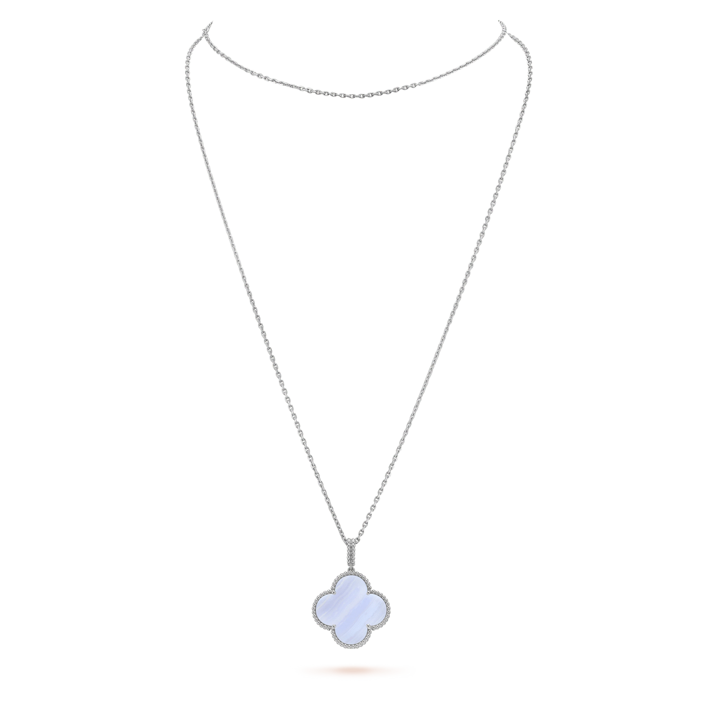 [Mystic Crown]CLOVER SILVER CHALCEDONY BIG CLOVER NECKLACE