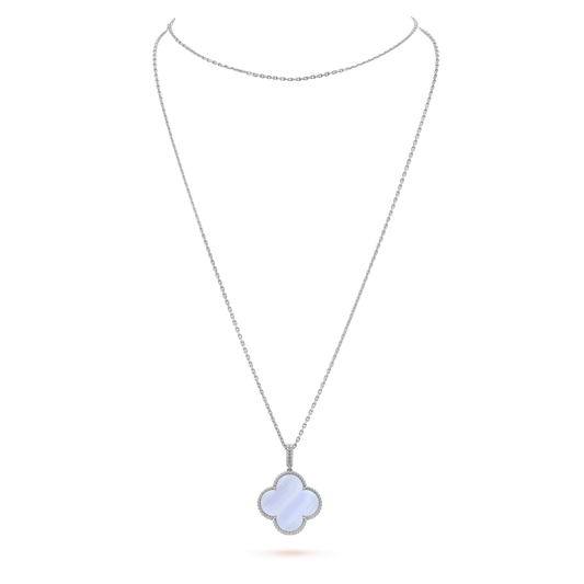 [Mystic Crown]CLOVER SILVER CHALCEDONY BIG CLOVER NECKLACE