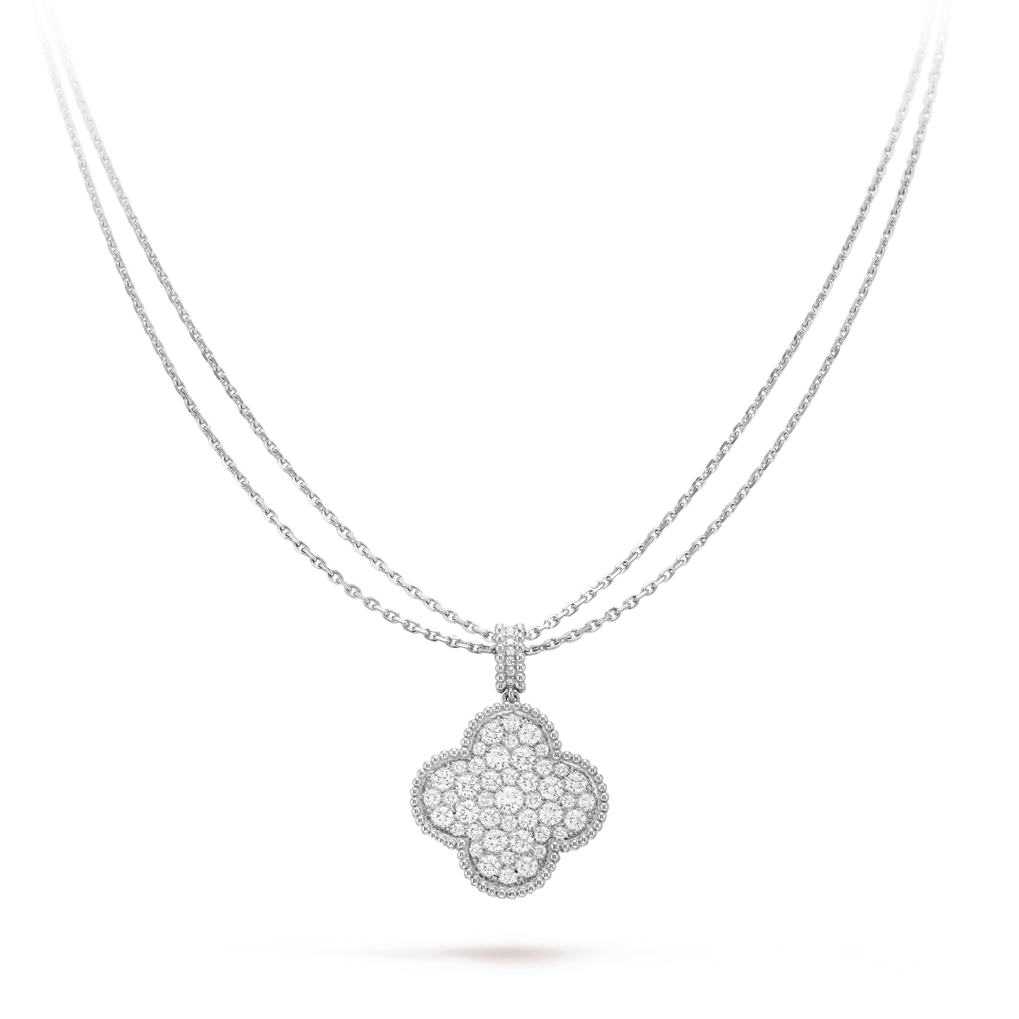 [Mystic Crown]CLOVER 25MM SILVER FULL DIAMOND BIG CLOVER NECKLACE