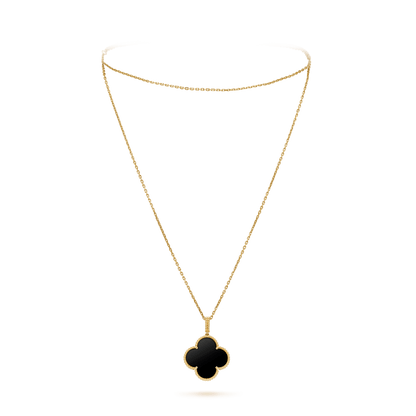 [Mystic Crown]CLOVER 25MM GOLD ONYX BIG CLOVER NECKLACE