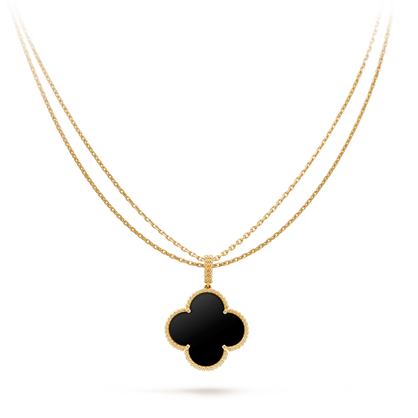 [Mystic Crown]CLOVER 25MM GOLD ONYX BIG CLOVER NECKLACE