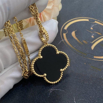 [Mystic Crown]CLOVER 25MM GOLD ONYX BIG CLOVER NECKLACE