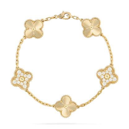 [Mystic Crown]CLOVER BRACELET 5 MOTIFS GOLD DIAMOND