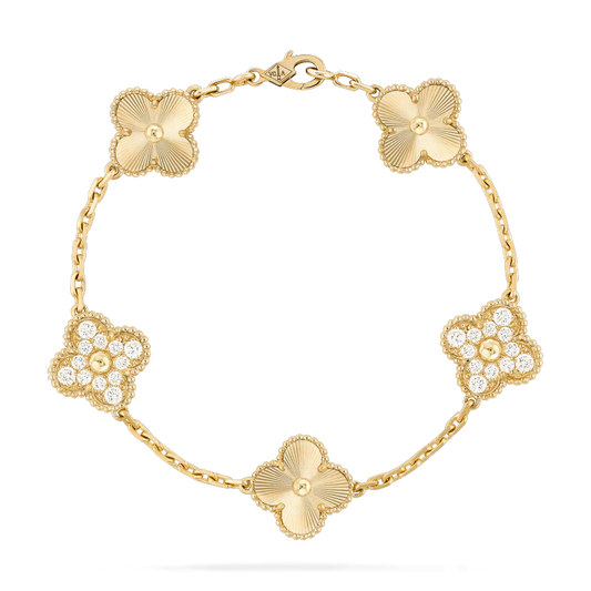 [Mystic Crown]CLOVER BRACELET 5 MOTIFS GOLD DIAMOND