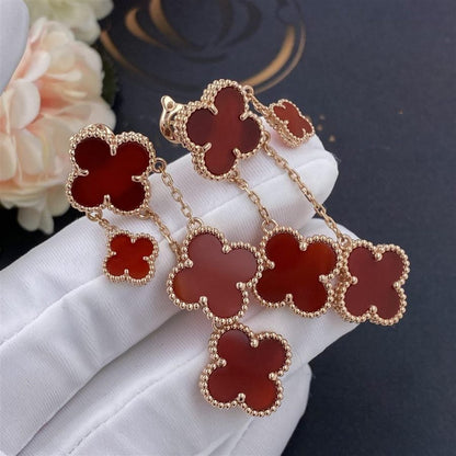 [Mystic Crown]CLOVER EARRINGS CARNELIAN 4 MOTIFS PINK GOLD