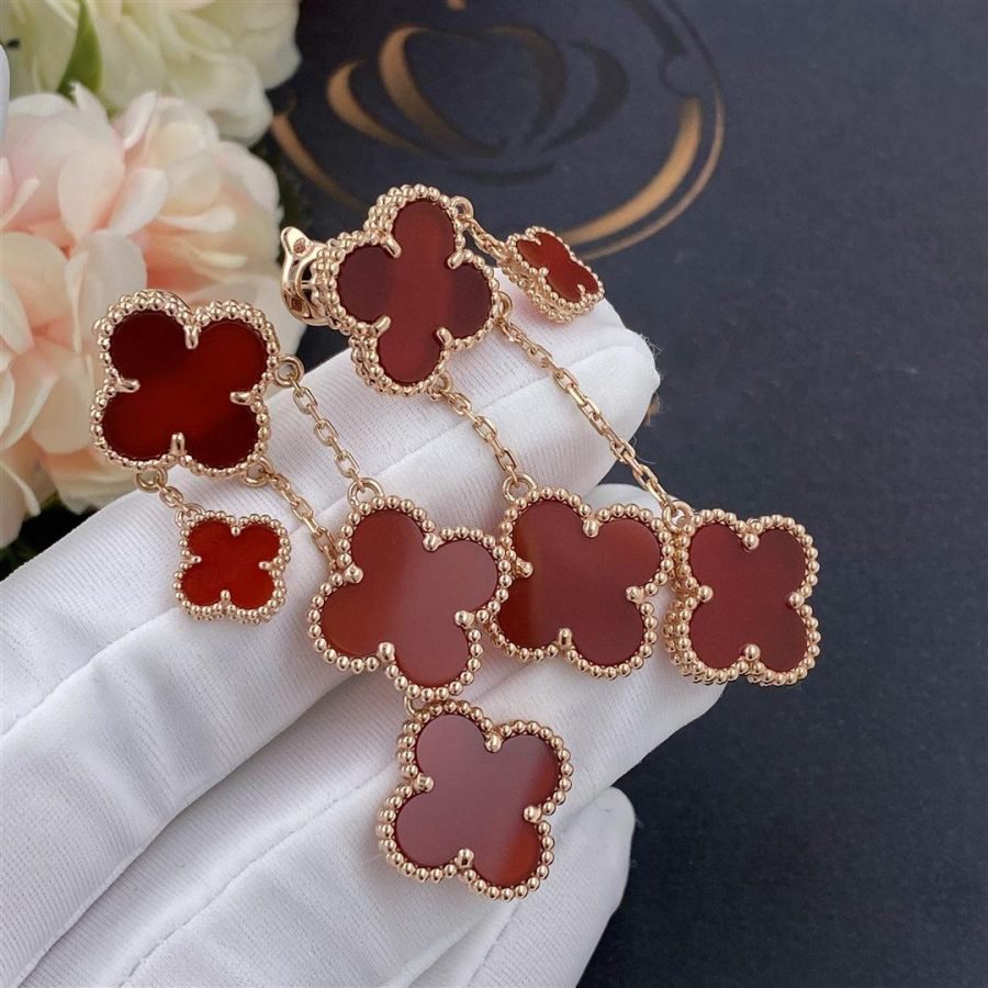 [Mystic Crown]CLOVER EARRINGS CARNELIAN 4 MOTIFS PINK GOLD