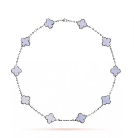 [Mystic Crown]CLOVER 10 MOTIFS BLUE CHALCEDONY NECKLACE
