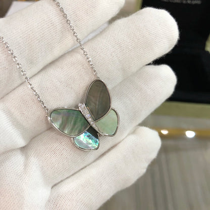 [Mystic Crown]LARGE BUTTERFLY SILVER PENDANT DIAMOND NECKLACE