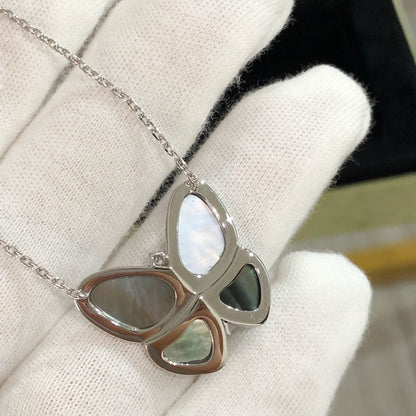 [Mystic Crown]LARGE BUTTERFLY SILVER PENDANT DIAMOND NECKLACE