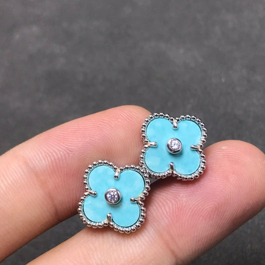 [Mystic Crown]CLOVER 1 DIAMOND BLUE SKY SILVER EARRINGS