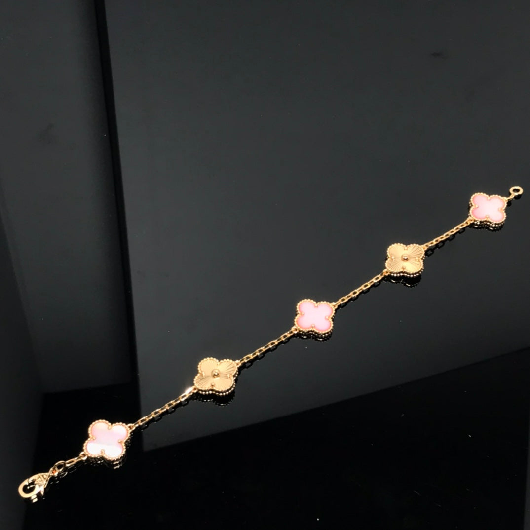 [Mystic Crown]CLOVER BRACELET 5 MOTIF PINK AND PINK GOLD
