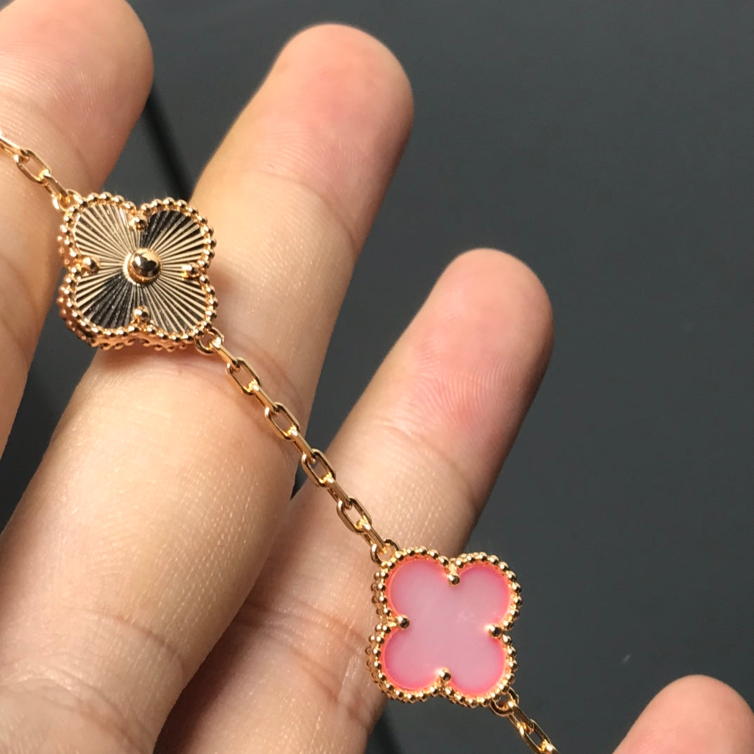 [Mystic Crown]CLOVER BRACELET 5 MOTIF PINK AND PINK GOLD