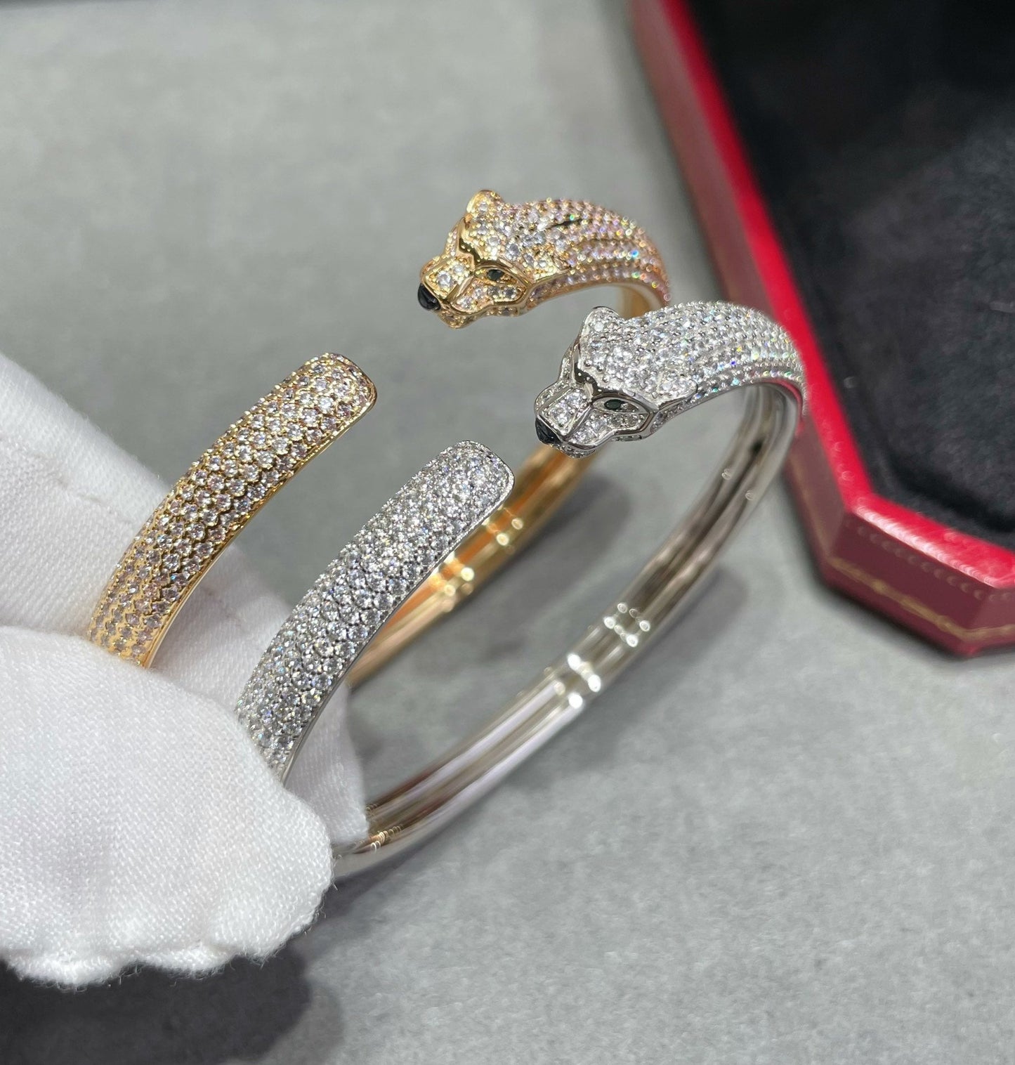 [Mystic Crown]PANTHERE FULL DIAMOND OPEN BRACELET