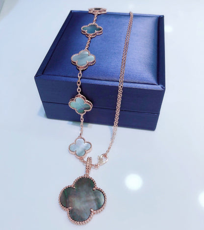 [Mystic Crown]COMBINED BRACELET 5 MOTIFS AND NECKLACE DARK MOP ROSE GOLD