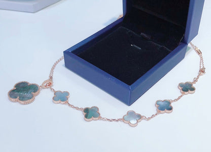 [Mystic Crown]COMBINED BRACELET 5 MOTIFS AND NECKLACE DARK MOP ROSE GOLD