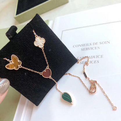 [Mystic Crown]LUCKY SPRING 4 MOTIFS ROSE GOLD NECKLACE