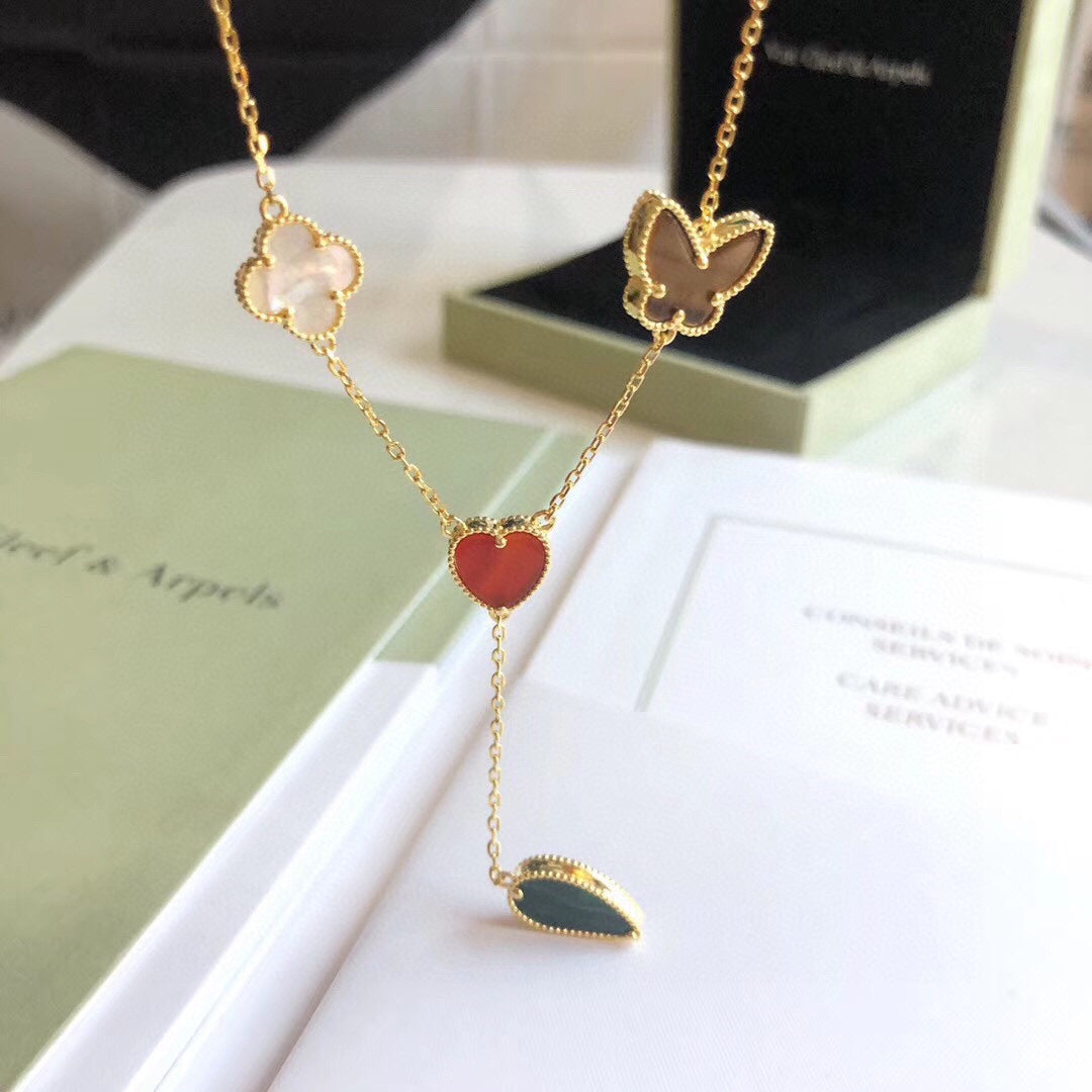 [Mystic Crown]LUCKY SPRING 4 MOTIFS ROSE GOLD NECKLACE