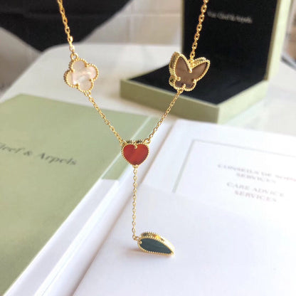 [Mystic Crown]LUCKY SPRING 4 MOTIFS ROSE GOLD NECKLACE