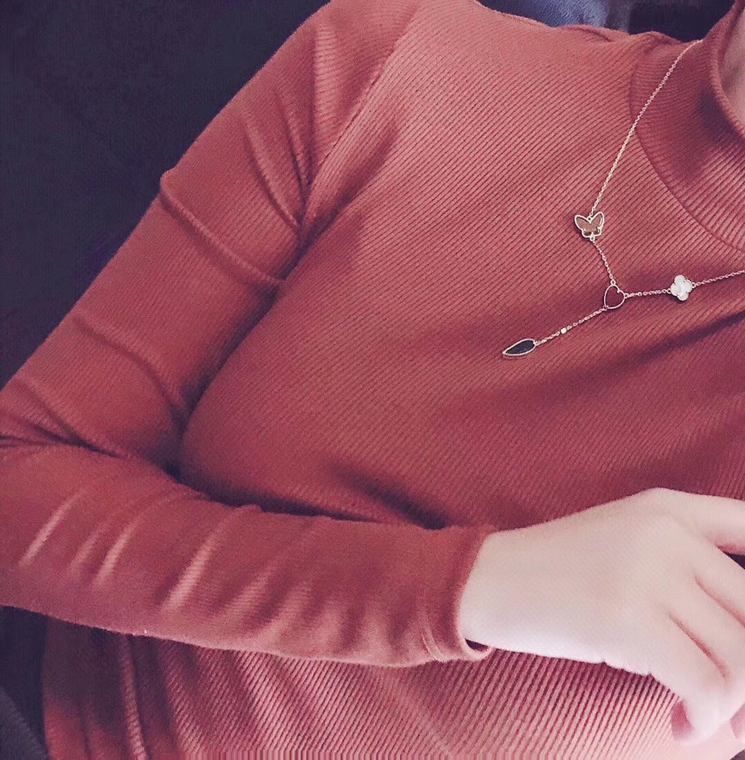 [Mystic Crown]LUCKY SPRING 4 MOTIFS ROSE GOLD NECKLACE