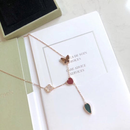 [Mystic Crown]LUCKY SPRING 4 MOTIFS ROSE GOLD NECKLACE